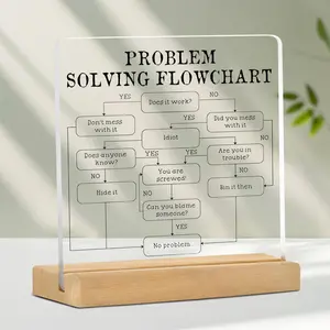 Acrylic Desktop Ornament, Problem Solving Flowchart, Funny Office Desktop Decoration, Novelty Desk Decor, Office Desktop Ornament, Home Office Gift