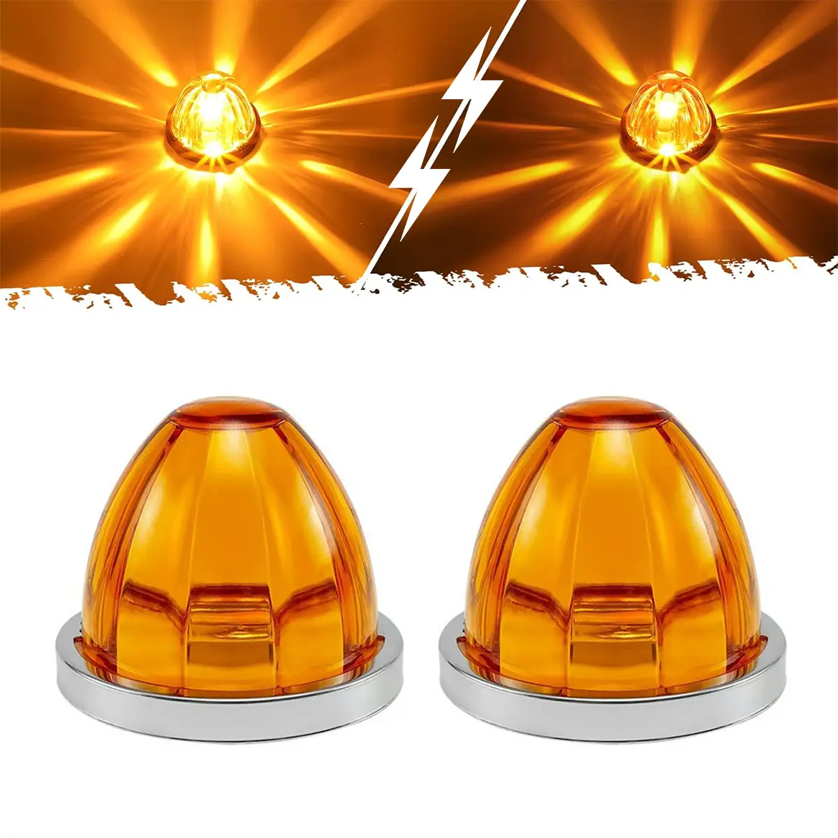 2PCS 3-in-1 LED Truck Side Marker Lights, Turn Signal & Clearance Indicator Lamps for Pickup Lorry Trailer