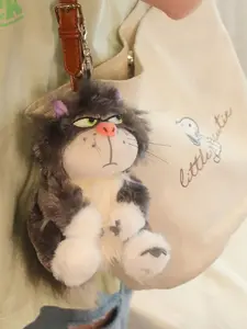 Cute Lucifer Cat Plush Keychain, Cartoon Lucy Pendant Bag Charm, Adorable Car Key Ring, Couple Hanging Decor, Soft Toy Accessory, Keychain for Bags