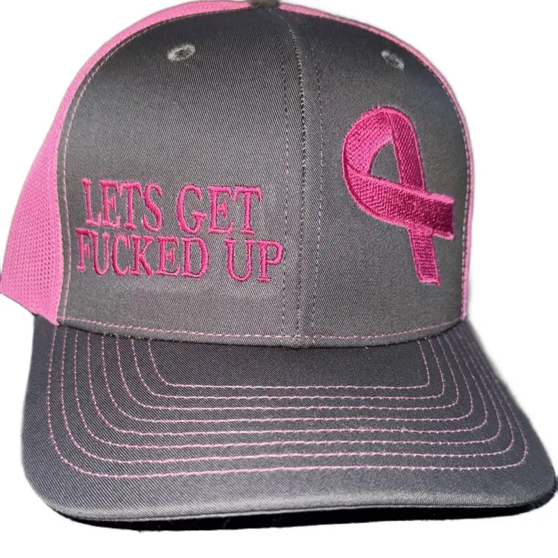 LGFU Breast Cancer Awareness Hat with Pink Ribbon Embroidery and Bold Statement Design