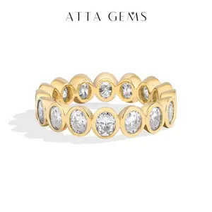 ATTAGEMS Oval Cut Eternal Moissanite Ring Lab-Grown D Color VVS1 for Women Men S925 Sterling Silver Perfect Choice for Engagement Wedding Anniversary Fine Jewelry R340