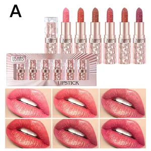 6PCS/Gift Box Shiny Lipstick, Shiny Waterproof Lipstick, Make Your Lips Soft And Shiny, Make Up For The Music Festival And Cosmetics Lipstick