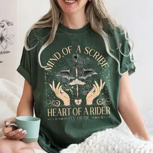 Mind Of A Scribe Heart Of Arider Comfort Color T-Shirt, Fly Or Die, Fourth Wing Shirt, Xaden Riorson Shirt, Fantasy Tee, Fourth Wing