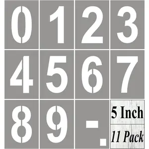5 Inch Large Number Stencils for Painting - 11 Pack Number Stencil Templates for Curb Address, Cakes, Cookies, Mailboxes and Crafts, Reusable House Numbers Stencils for  Signs & Cement Wall Art