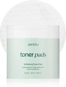 Zenttu Korean Toner Pads | LHA + Ferments for Pore Refining & Texture Smoothing | Centella + Madecassoside Glow Repair Pads | Dermatologically Tested PII 0.00 | 60 Count