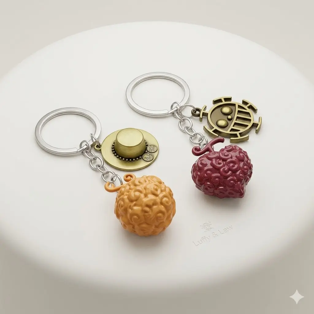 Flame Fruit Keychain, Portgas D. Ace Metal Hat & Devil Fruit Keyring for Anime Fans, Cosplay Accessories Gift