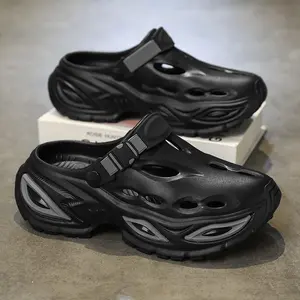 Men's slippers new beach fishing thick-soled heightened wear-resistant men's sports non-slip hole shoes Breathable Cushioned Footwear