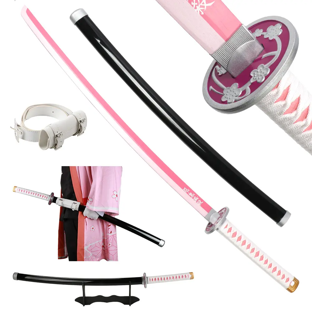 ELERVINO 41-in Bamboo Anime Sword Katana, Kanao Kanawo Cosplay Accessory with White Belt, Holder Stand Display, Halloween Role-Playing Prop & Decor Gift (Toys & Hobbies Toy Swords & Sabres)