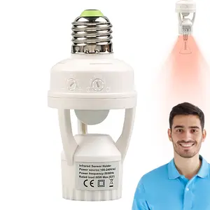 Motion Activated Light Socket,E27 Motion Security Light Bulb Socket Indoor for Front Door Porch Garage Basement Hallway Closet