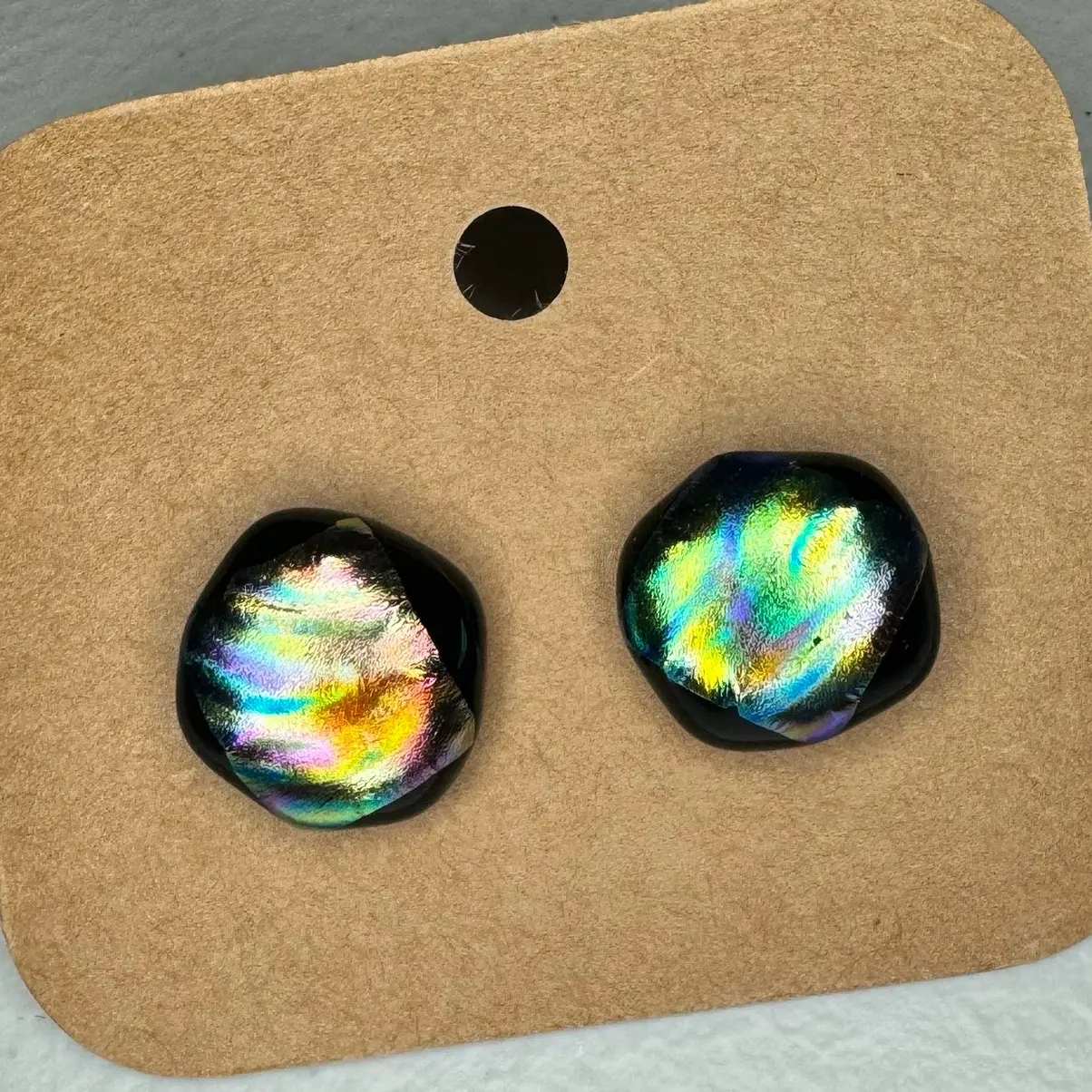Rainbow fused glass earrings