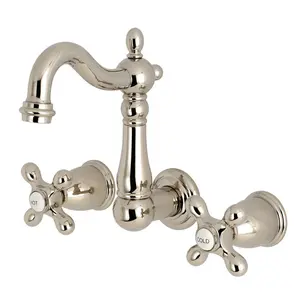 8" Center Wall Mount Bathroom Faucet In 6.7" Spout Height