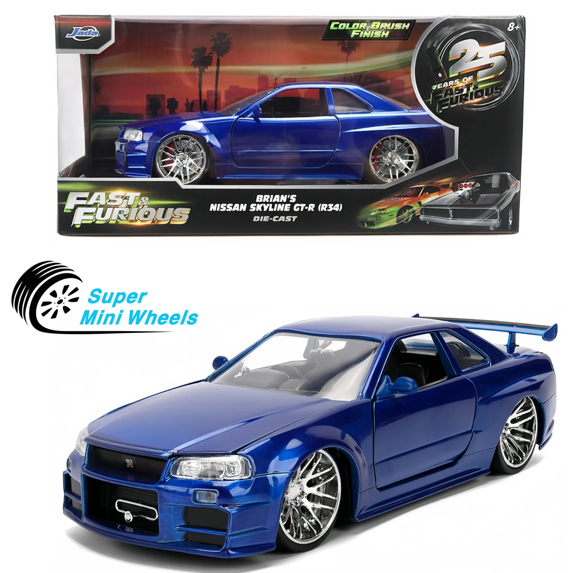 Jada 1:24 Fast & Furious 25th Anniversary Brian’s Nissan Skyline GT-R (R34) Blue