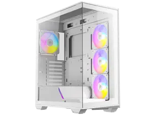 Antec C3 ARGB White, 3 x 120mm & 1 x 120mm ARGB PWM Fans Included, Up to 8 Fans Simultaneously, Type-C 3.2 Gen 2 port, Seamless Tempered Glass Front & Side Panels, 360mm Radiator Support, Mid-Tower ATX PC Case