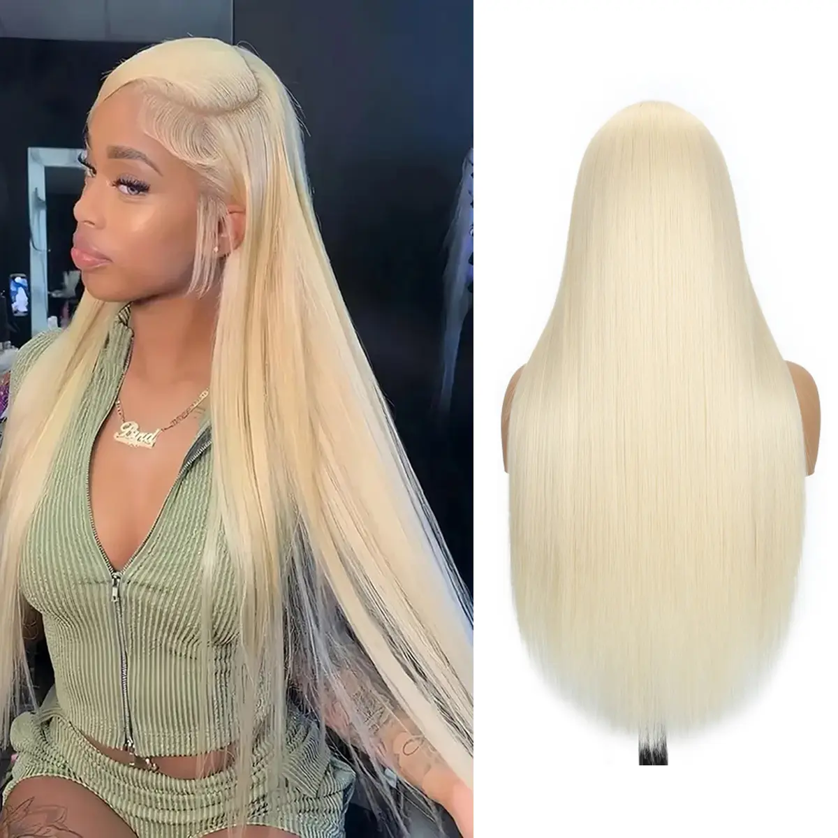 TAGOTA 613 Blonde Straight Hair Wig 30inch/76cm 200% Density 13x6 HD Lace Front Synthetic Wigs for Natural Look Fashion Women's Wig Summerwig Budgetfriendlywigs Tiktokshopbacktoschool Wigs for Black Women Beginner-Friendly, Ideal for Weddings