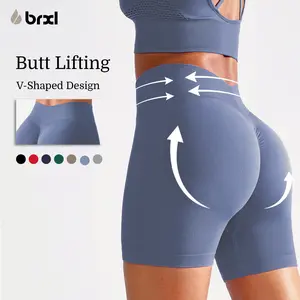BRXL Scrunch Butt Lifting Shorts for Women V Back Seamless 5" High Waist Workout Gym Compression Spandex Impact Shorts