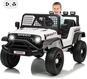 12V Kids Ride on Car Truck, Kids Electric Vehicles Car Ride on Toy Extra Wide Seat and Legroom for Toddlers with Remote Control, 3 Speeds, LED Light, Music, USB for Children 3-6 Years