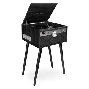 The Century Signature+ 6-in-1 Wood Record Player - Black