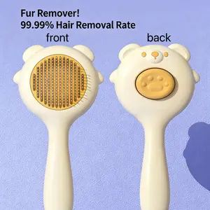 Cat Deshedding Tool, Self-Cleaning Grooming Brush with One-Button Eject, Pet Fur Remover for Long & Short Hair Cats, Shedding Solution & Massage Comb for Fluffy Cats