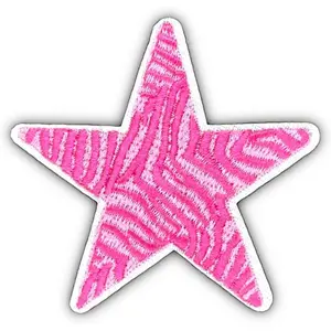 Star Iron Patches, Pink Stripe Star Jean Patches, Embroidered Appliqué, Repaired Iron Patches for Clothes, Jeans, Hats, Backpacks, Jackets. Sew Patches for Women, Girls, Boys