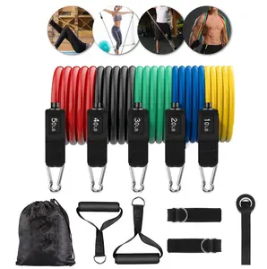 Unisex Adjustable Elastic Band Set - 11-Piece Durable Home Gym Kit with Handles, 10-150 lbs Heavy-Duty Workout Bands for Pull-Up Assist, Portable Father's Day Gift