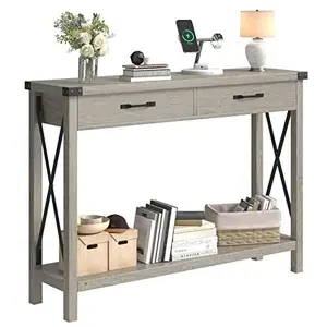 【GARVEE】WCTD002 Farmhouse Living Room Drawers Grey Sofa Storage Hallway entryway Narrow Console Entry Entrance Foyer Table