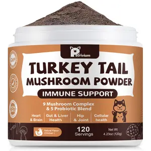 Turkey Tail Mushroom Powder for Dogs&Cats-JUMBO SIZE-120 servings,For Lumps & Bumps, Immunity,Respiratory, Digestion & Cellular Health-UPGRADED FORMULA-#Summervibes#petlovers
