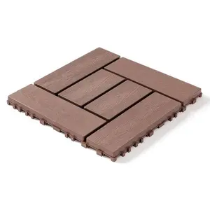 12inch interlocking deck tiles, DIY modular interlocking decking floor tiles, indoor and outdoor floor tiles, courtyard floor tiles,44pcs, Brown