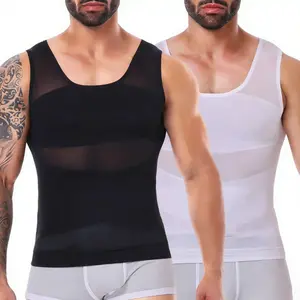 Menswear  Shapewear Vest Tummy Control Underwear Lightweight Sports Workout Tank Tops Stretchy Breathable Mesh Shirt