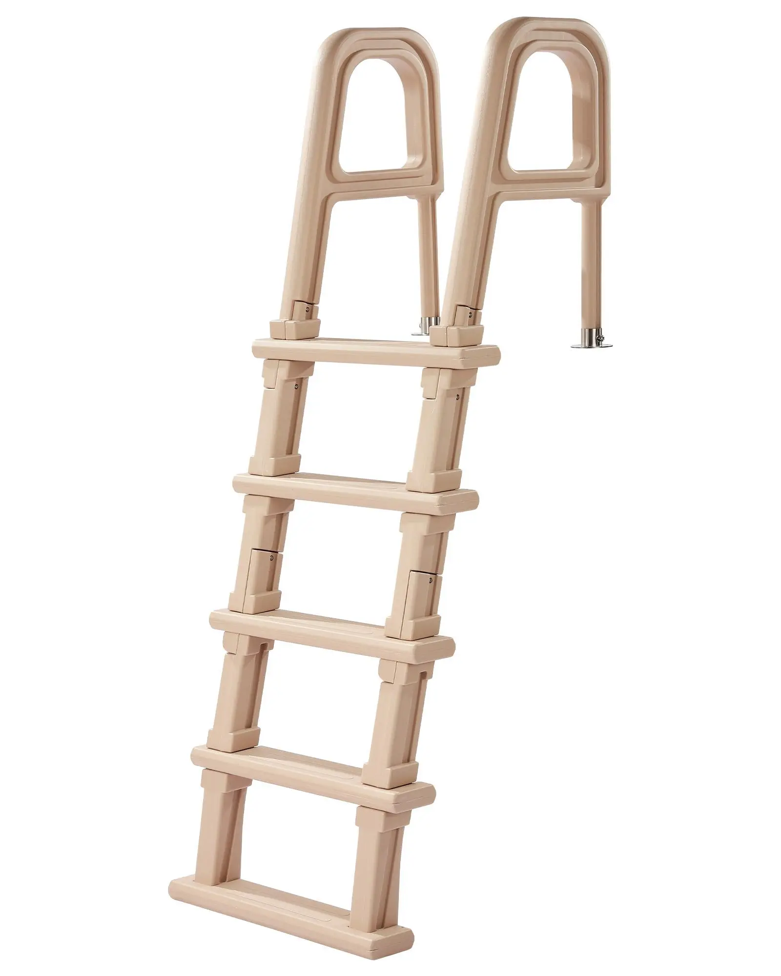 VEVOR Swimming Pool Ladder, Inclined 5-Step Double Handrails Stair, Non-slip Wide Step, 300 lbs Load Capacity, for 48-54 in Inground & Above-ground Pools, Any Deck Surface, Indoor & Outdoor, Taupe#BackToSchool
