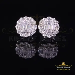 King of Bling's Men's/Women's 925 Silver White 1.00ct VVS 'D' Moissanite Round Stud Earrings