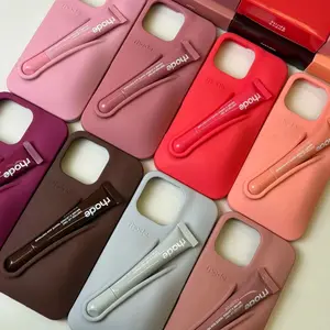 [Fullbox] 2026 New RHODE Lip Gloss Phone Case for iPhone 17 16 15 14 13 12 11 Pro Max Plus Cute Soft Silicone Shockproof Protective Cover with Cosmetic Holder