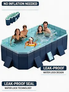 Foldable Non-Inflatable PVC Swimming Pool, 1.6/1.8/2.1/2.6m Sizes, 1700L Capacity, Easy Installation & Storage for Outdoor Patio, Garden Use