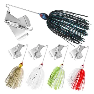 Double Prop Buzzbaits - Fishing Lures Buzzbait Spinnerbait Jigs Lure for Bass, Pike & More - Lifelike Action with Double Propeller Design, Ideal for Men Anglers, 5pcs chatter  bait Treble Hook