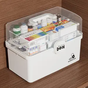 Three-Tier Medicine Organizer,Portable Medicine Cabinet with Sliding Rail, Integrated Medication Storage Box, Sliding Drug Cabinet, Household First Aid Medicine Box, Large Capacity,Healthcare,Kit