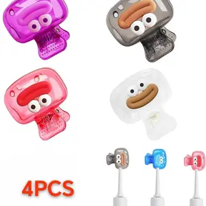 4 Pack Toothbrush Head Storage Case, Portable Travel Toothbrush Cover, Toothbrush Protector with Drain Hole Holder, Breathable & Dustproof