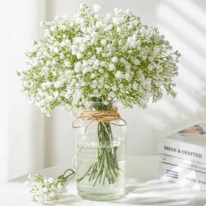 50pcs Baby Breath Realistic Artificial Flowers, Long Stem, Touch-Realistic Fake Starflowers, Wedding Bouquet, Party Decor, Home Ornament, Artificial Flowers For Outside, Artificial Flower Arrangements