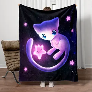 Ultra-Soft Gengar Pokémon Flannel Blanket Cute Cartoon Throw for Bed Sofa Travel Camping Lounge Perfect Fan Gift for Home