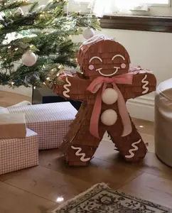 🍪 Gingerbread Man Piñata – Handmade Christmas Party Decoration & Candy Holder