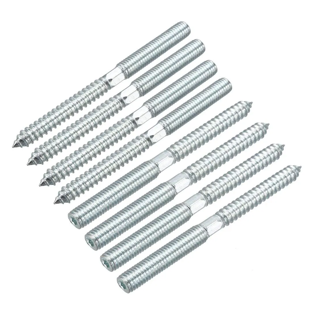M10 Hanger Bolts Length 4-5/8"(117mm) Double Headed Self-Tapping Screw 10mm Wood Joint Furniture Legs 8pcs