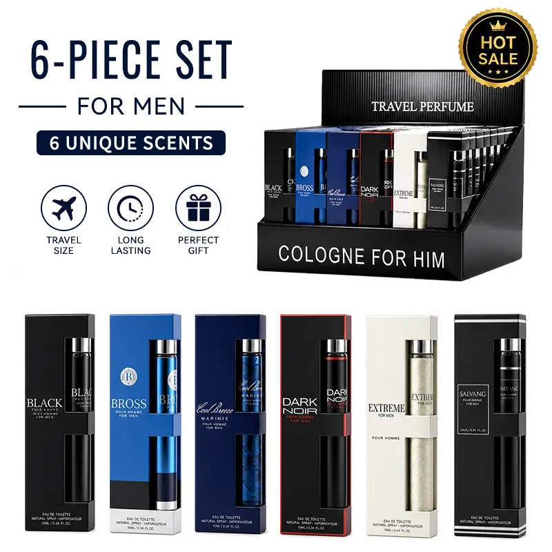 6-Piece Set Men's Eau De Toilette Fragrance,Cologne For Men,Travel Size Perfume,6 Different Scents,Perfect For Dating, Daily Life, Parties, Gift Giving,1.18 fl oz/35 ml Each Bottle