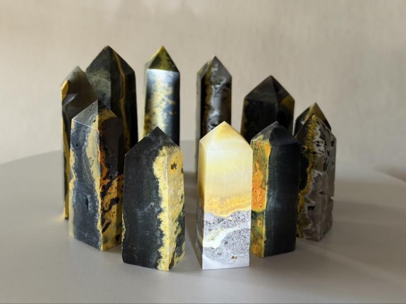 Real Volcanic Bumblebee Jasper | Hand-picked from Indonesia | Vibrant yellow crystal home decor energy