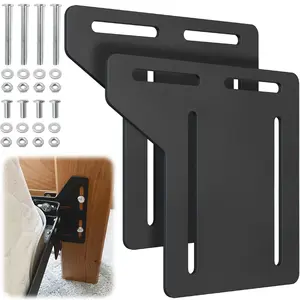 Yuleimy Headboard Adapter Kit (Set of 2), Heavy Duty Metal Modification Plates for Bed Frame to Headboard, Full to Queen Conversion Brackets, Bolt-On Hardware