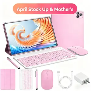 10.1" Android 15 Tablet with Keyboard, Stylus, Mouse & Case – 4GB RAM, 64GB ROM, Dual SIM, 1280x800 IPS, 13MP+5MP Camera, 5000mAh Battery,for Valentine’s Day Gift