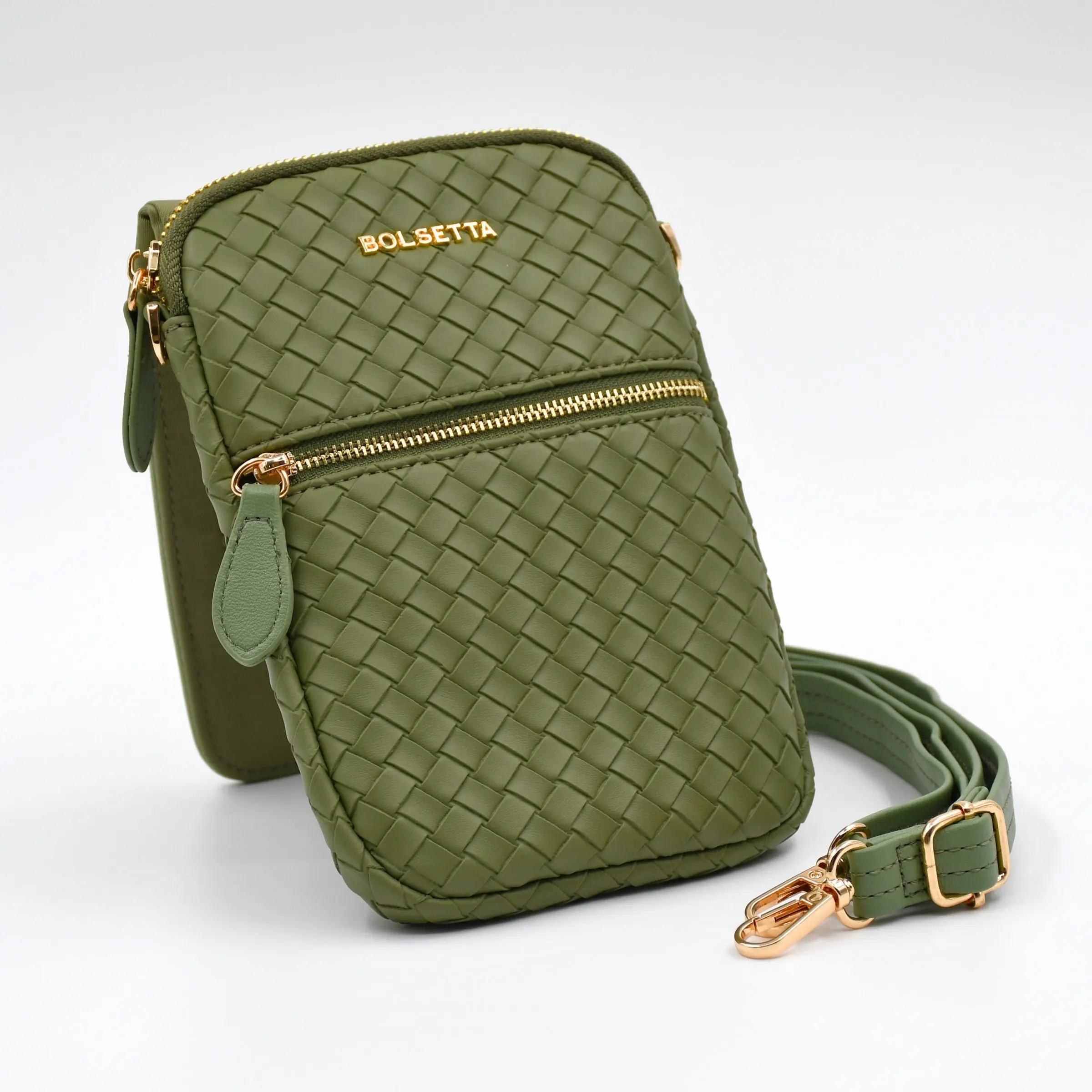 Bolsetta™ Braided Faux Leather RFID Blocking Snap-On Magnetic Hip Pouch w/ Strap