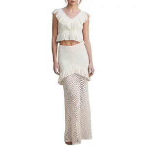 Boho Breeze Crochet Fringe Skirt Set