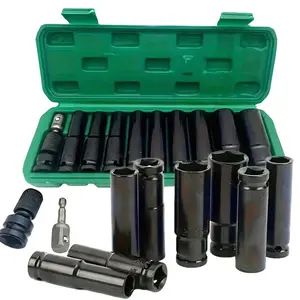11PCS 1/2 Inch Impact Socket Tool Set with Adapter, 10-24mm Hex Sockets for Automotive Repair and Mechanical Assembly, Comes with Portable Storage Case for Easy Organization