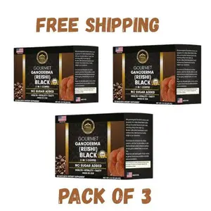 Eternal Gourmet Ganoderma (REISHI) Black Coffee 2 in 1 Made in USA Cafe Negro con Ganoderma Eternal Beverage Nata de ganoderma (Pack of 3) Immune System Caffeine Kick
