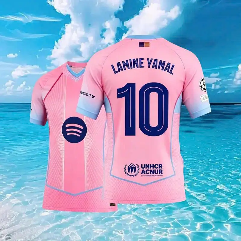 25/26 Season Pink New Jersey Fan Version Yamal 10 Football Jersey