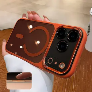 【 iPhone17 Pro max case 】Orange magnetic liquid skin sensation Phone case iphone17 Pro Max 16 15 Air for iPhone case soft shell TPU Anti fall silicone