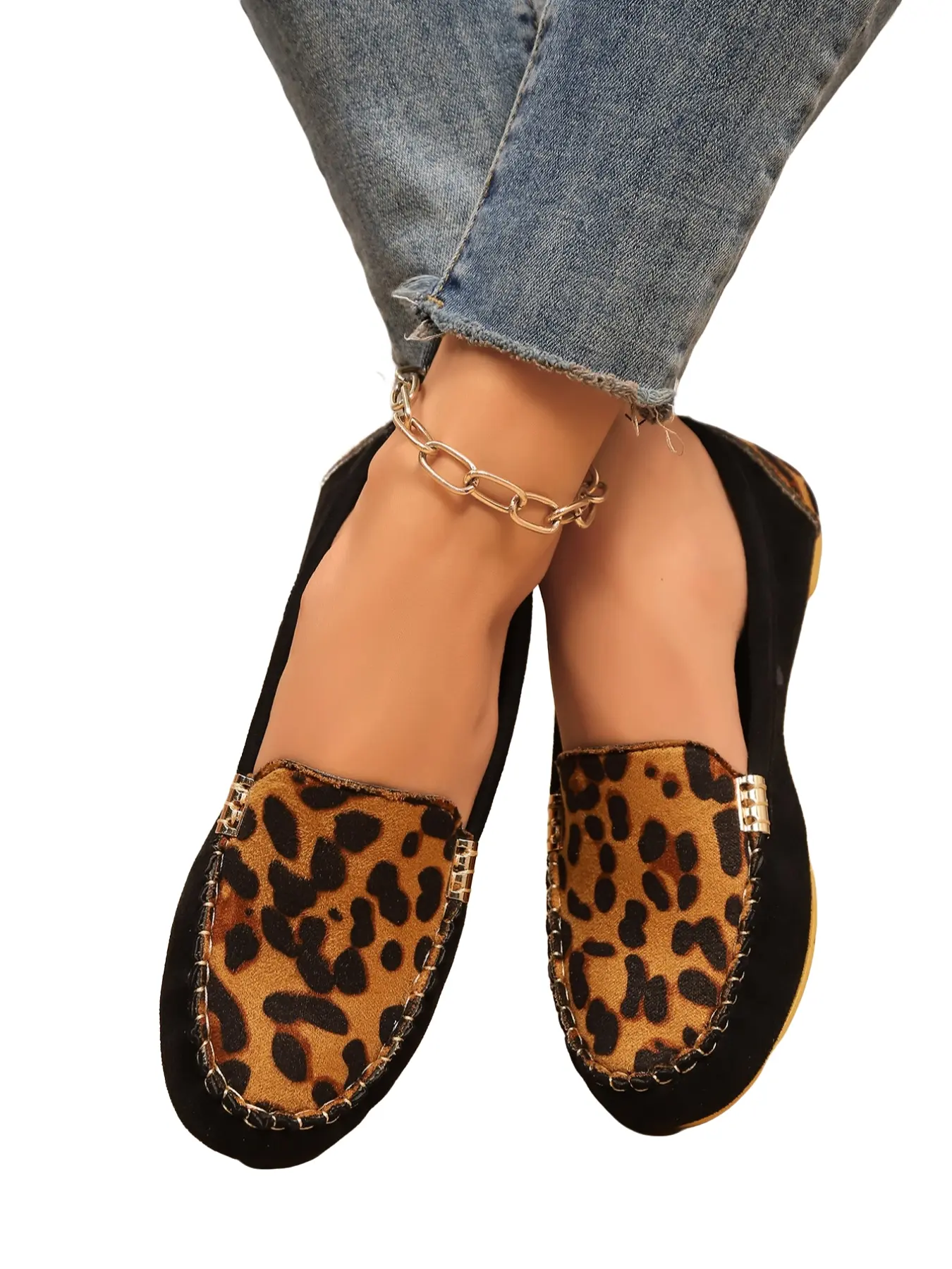 New Leopard Patchwork Suede Sneakers, Slip On Style Lazy Shoes Casual Trendy Flat Fashionable Breathable Comfortable Women's Shoes for Work Travel, Daily Wear Shoes, Stylish Casual Footwear